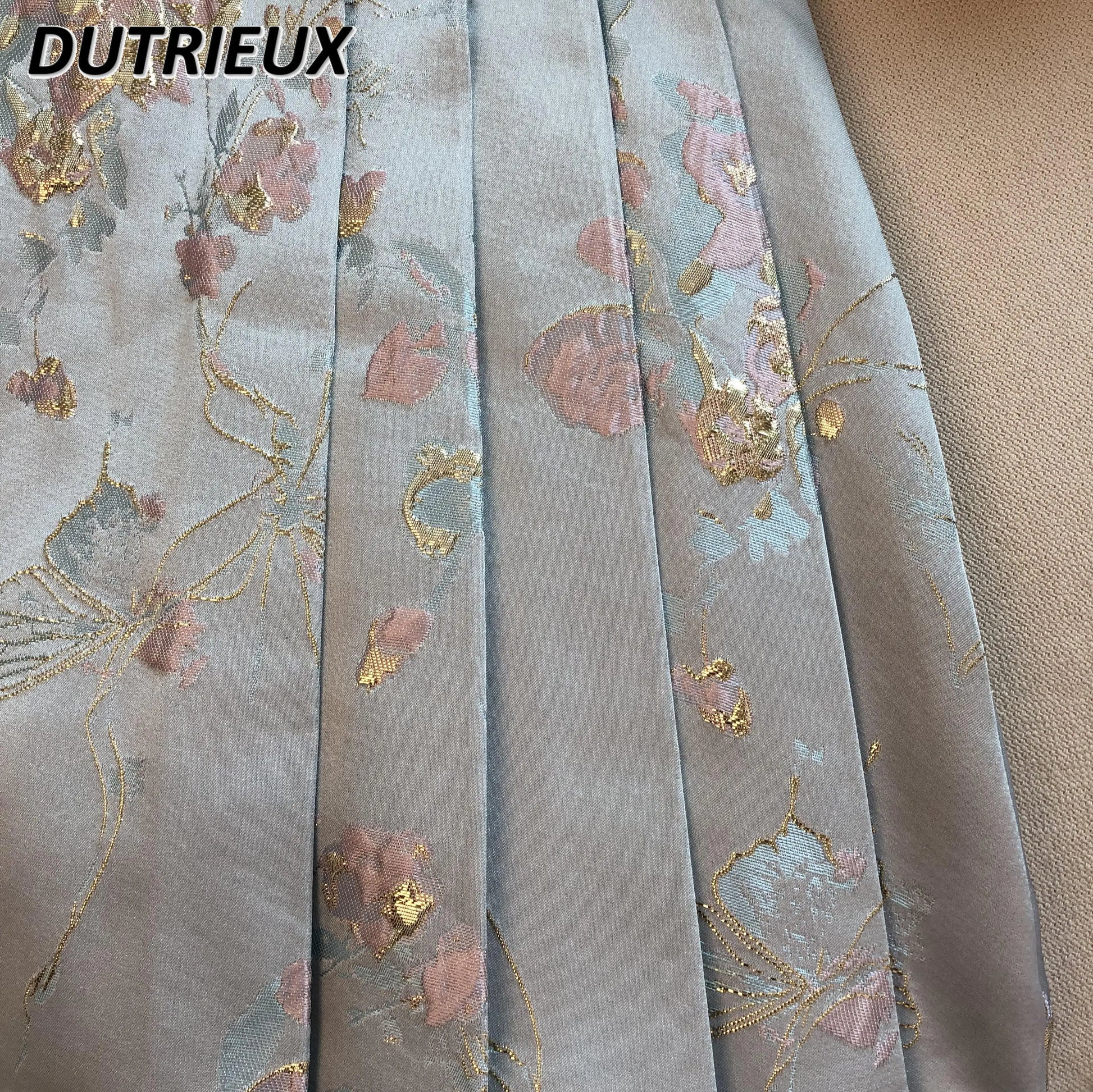 Summer New Chinese Style Satin Jacquard Horse-Face Pleated Mini Skirts Sweet Cute Girl High Waist Short Skirt for Women