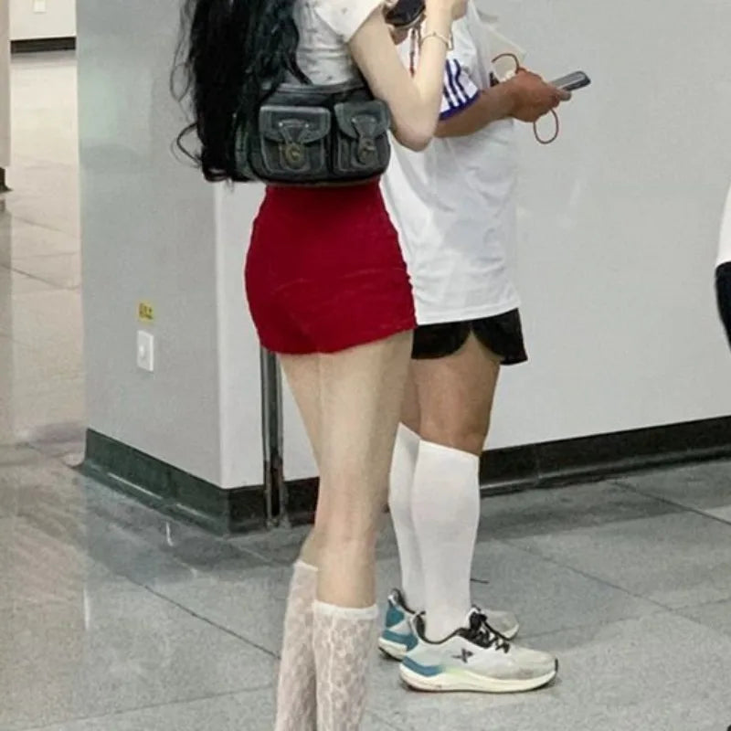 Short Jean Pants Woman Skinny Tight Booty High Waist Red Coquette Denim Shorts for Women Sexy Design Hot Wholesale Kpop Summer