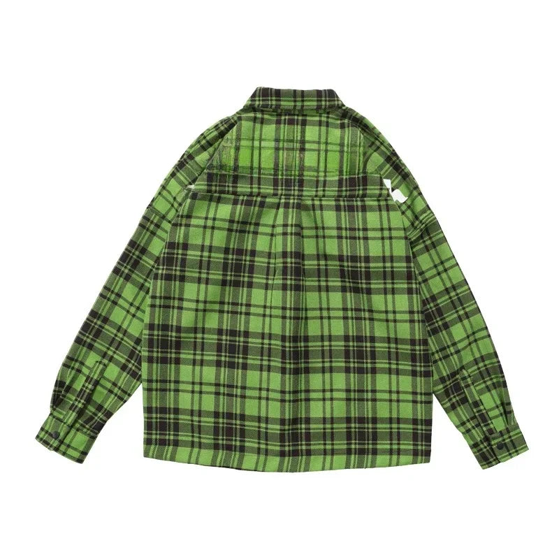 Vintage Plaid Shirt Top Men Women's Casual Loose-Fit Long Sleeve Anti-Sun Cardigan Trendy Idle Style For Spring And Autumn