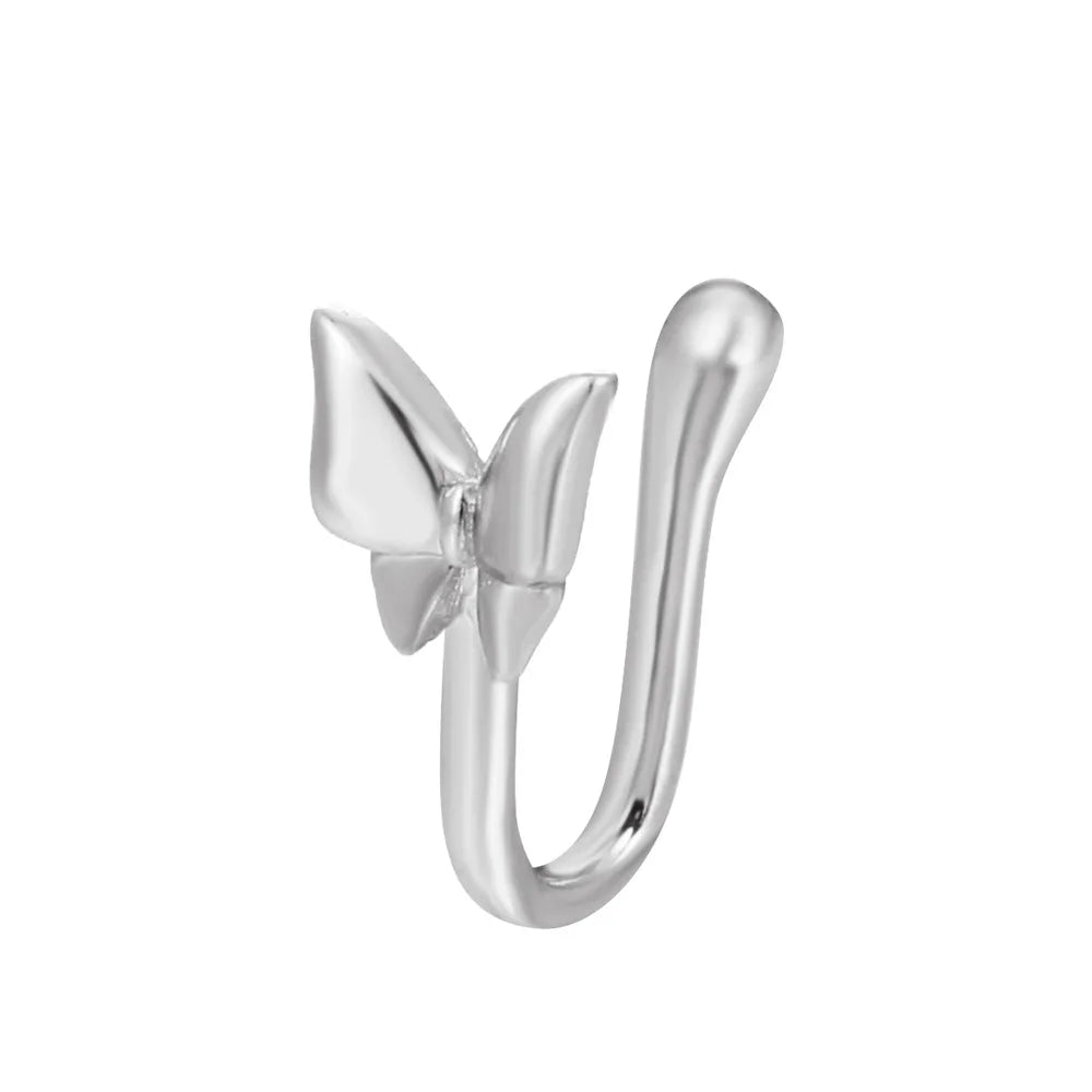 Vintage Gold Color Dragon Butterfly Fake Nose Ring For Women Africa Copper Helix U Shape Faux aro nariz Piercing Body Jewelry