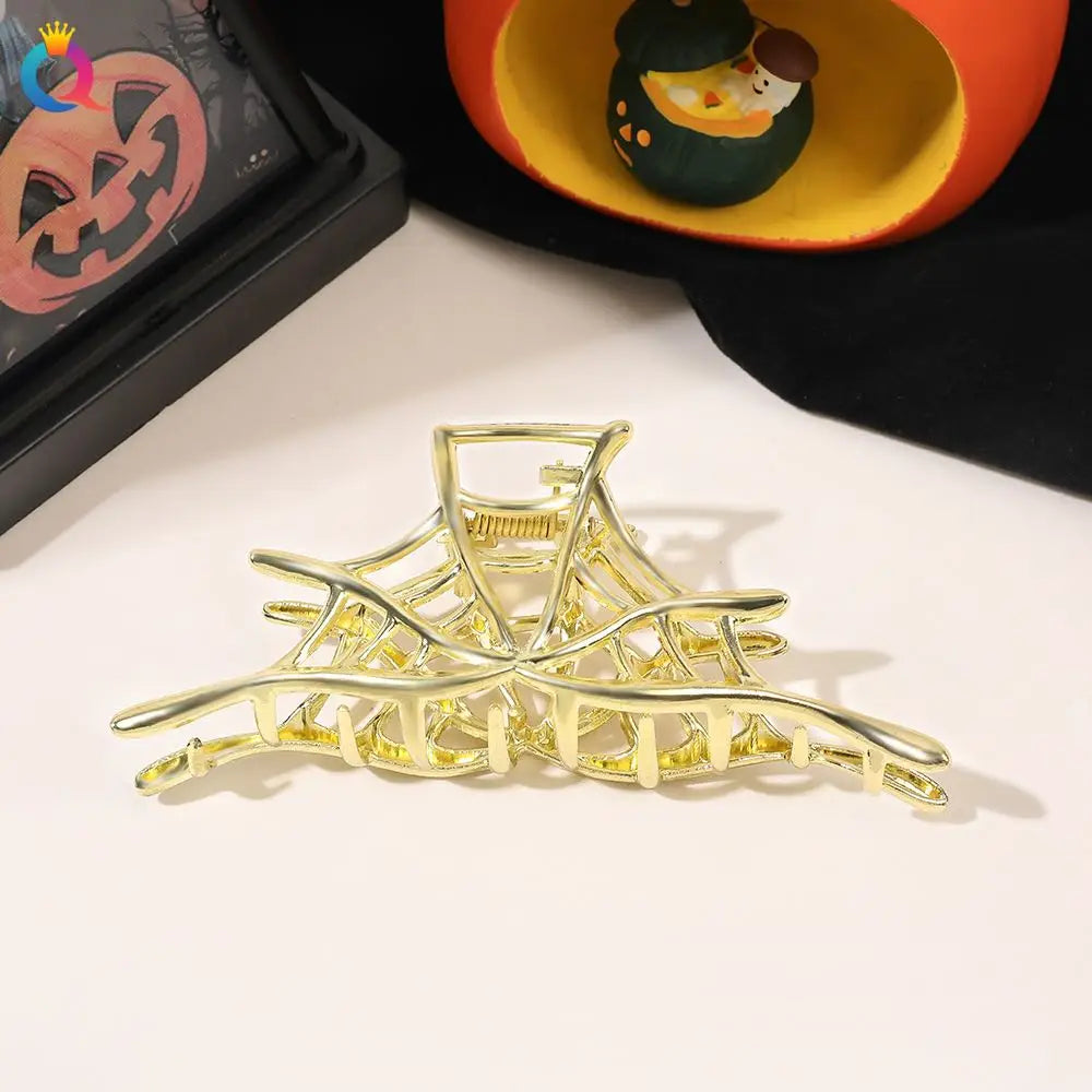 1Pcs Halloween Black Spider Hair Claw Clips with Pearl Charm Design,Metal Gothic Punk Hair Clips Strong Hold Hair Accessories