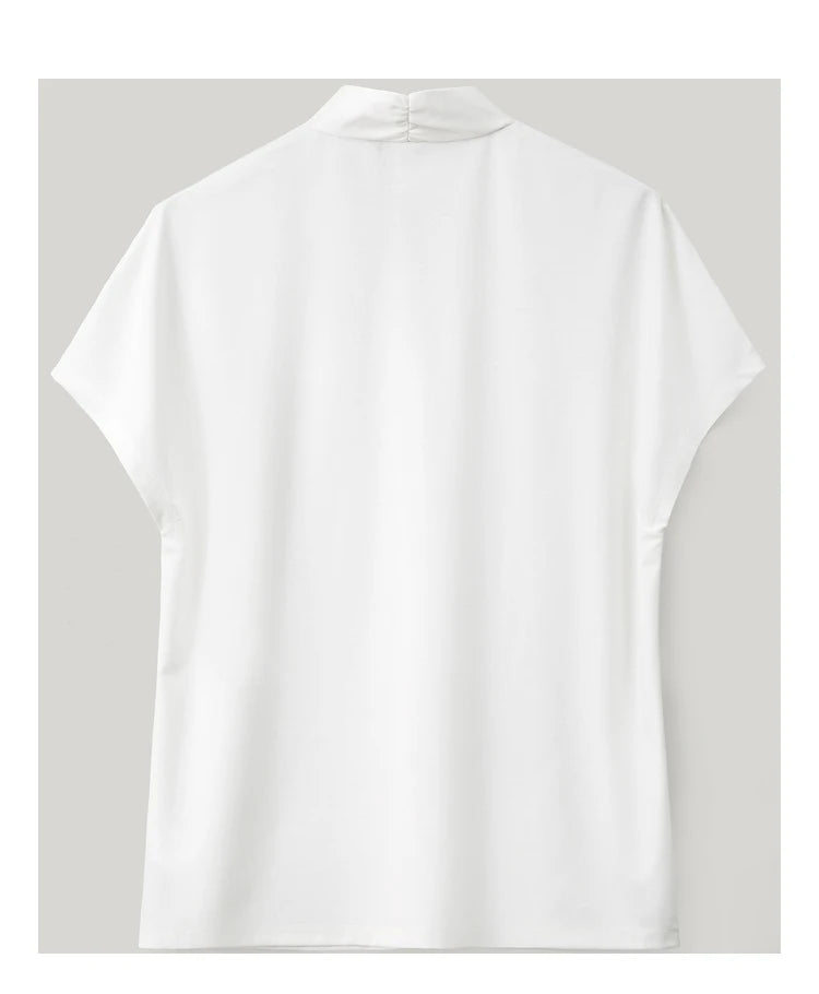 AMII Minimalism 2023 Summer Women's T-shirt Classic Style Casual V-neck Short Sleeve Solid Stretch Female Tops & Tees 12312013