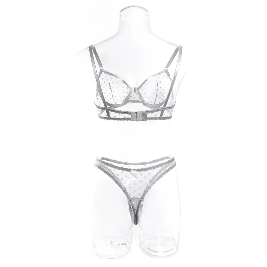 Sexy Women Lingerie Sets Lace Underwear Dot Romantic Transparent See Through Exotic Sets Underwire Pink Leopard Bra Brief Set