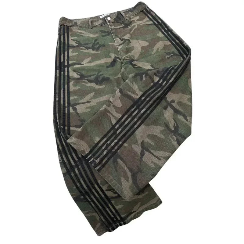 Y2k men baggy jeans Harajuku Fashion new striped wide-leg pants Punk Gothic street lovers casual oversized straight leg pants