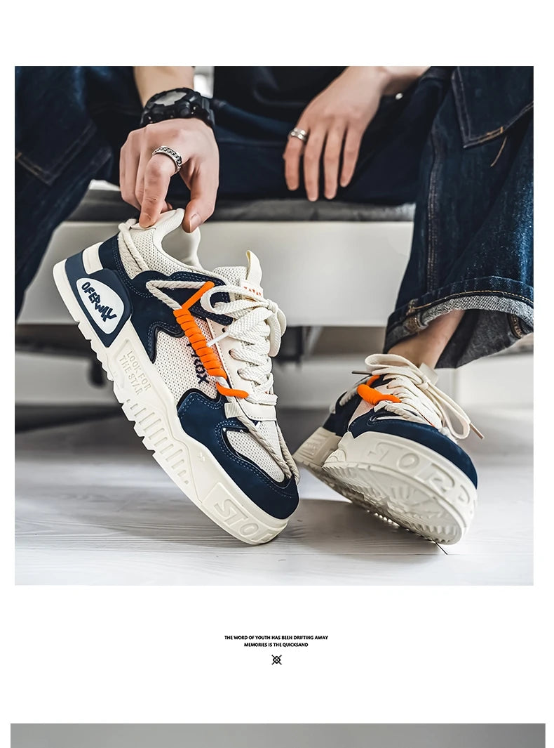 2025 New Summer Men's Shoes Original Casual Flat Shoes Sport Thick Bottom Increased Height Bread Trendy Shoes Skateboard sneaker