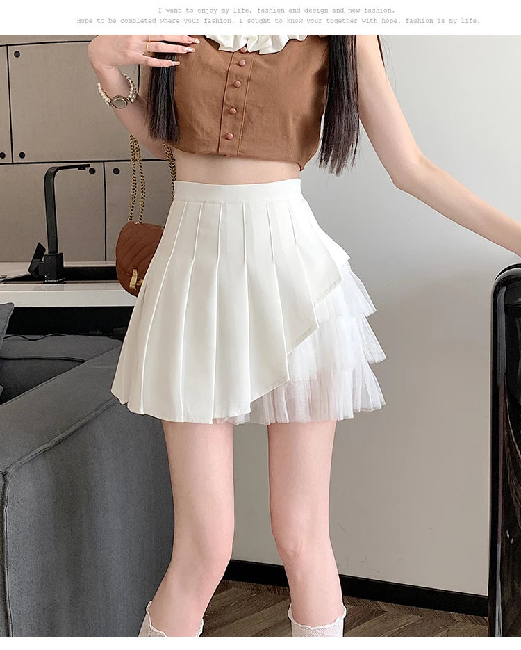 Slimming A-Line  Skirt for ort Women High Waist Pleated Tulle f Body Skirts Commute Sle Summer Collection