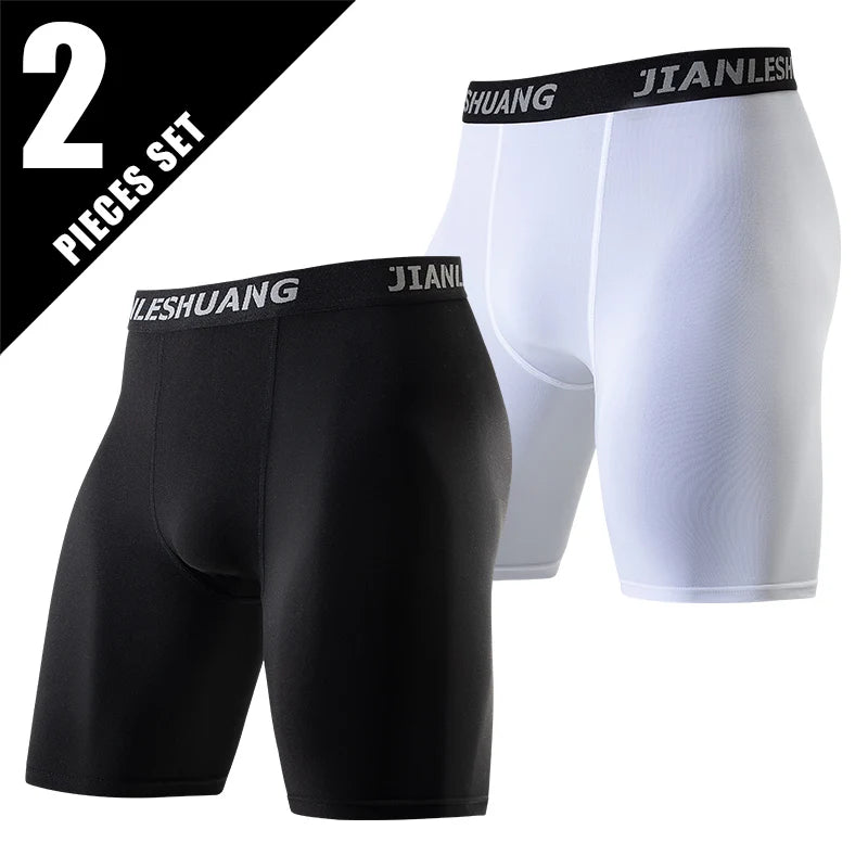 2/5 Pcs Teenagers To Adults Multi-size Men's Sports Underwear Fitness Long Boxer Shorts Running Training Basketball Football Sho