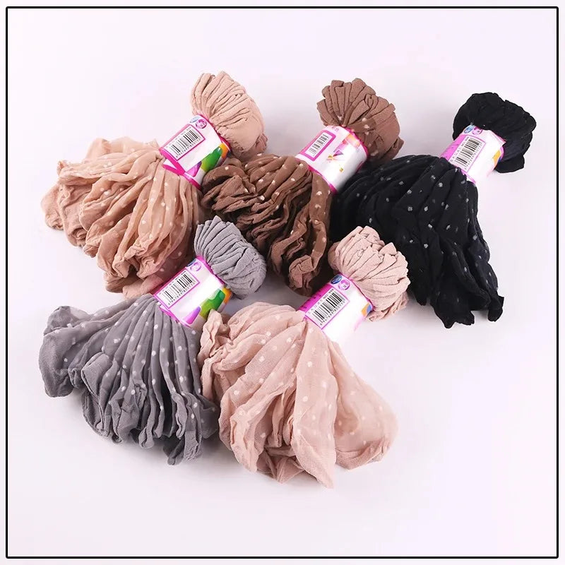 Black Dot Transparent Socks Ultra-thin Elastic Women Crystal Silk Socks Nylon Fashion Ladies Summer Short Ankle Socks