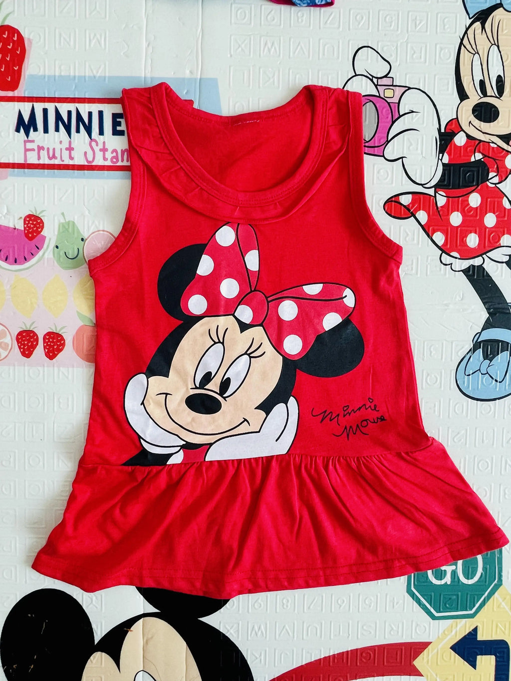 New Fashion Baby Girls Dress Summer Dress Cartoon Cotton Red Minnie Dress Princess Dress Children's Girl Clothing 1-6Years