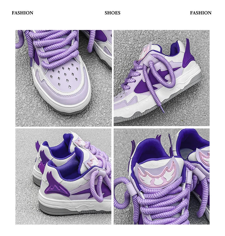 2024 Fashion Purple Mens Skateboard Shoes Streetwear Sneakers Spring Low top Board Sneakers Man Unisex Trend Shoes basket homme