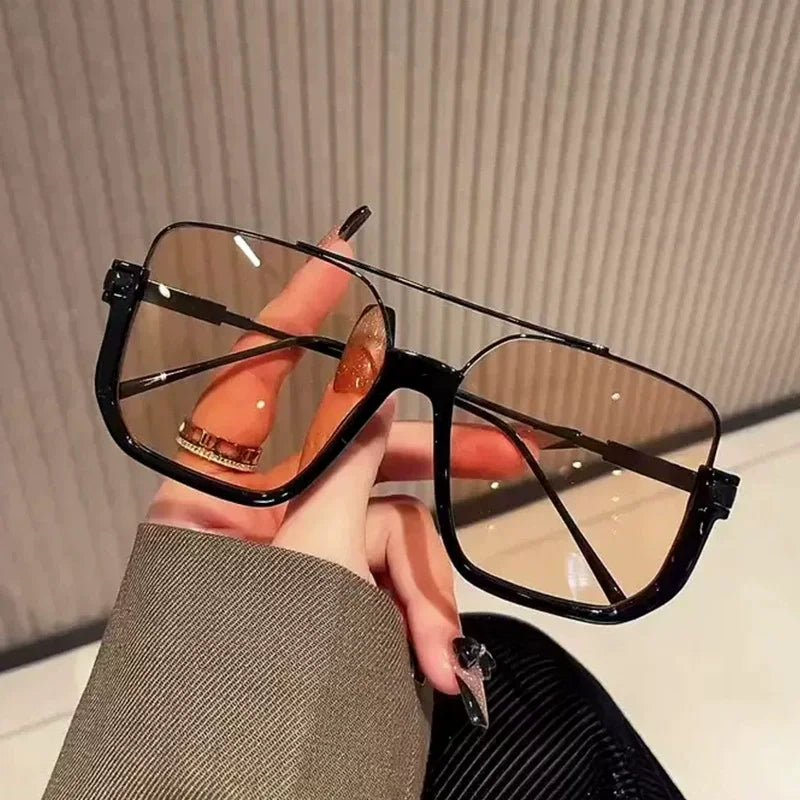 2025 New Vintage Oversized Sunglasses Fashion Men Women Square Shades Eyewear Trendy Ins Popular Brand Design UV400 Sun Glasses