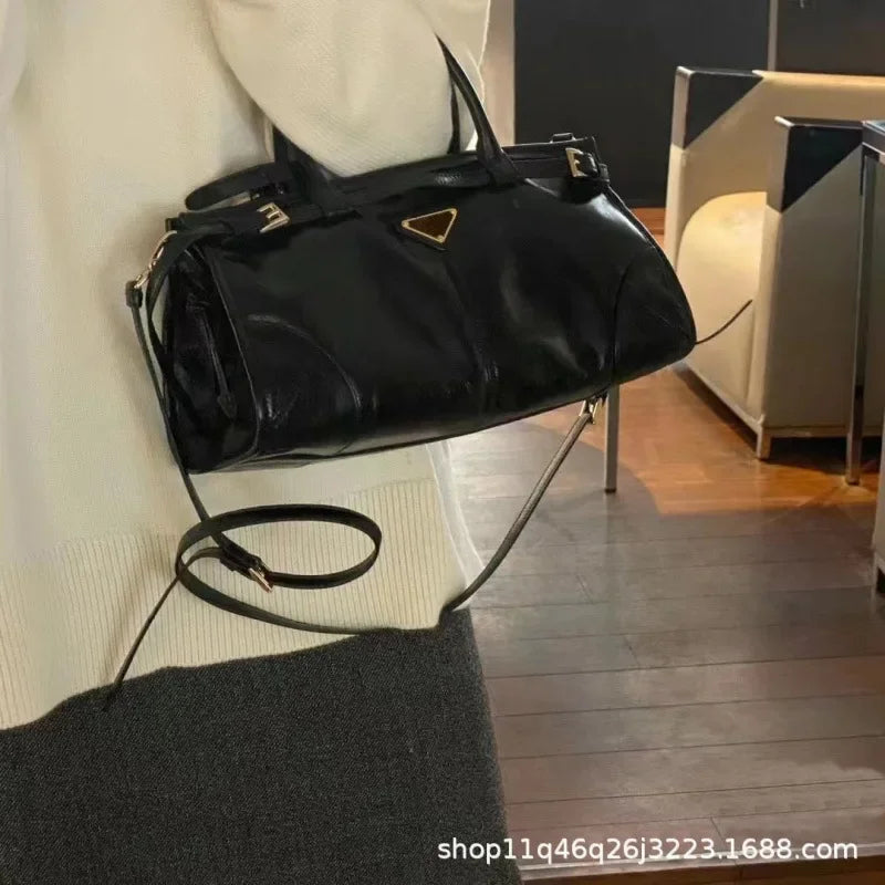 Genuine Leather Vintage Handbag Tote Bag Messenger Bag Commuter Style Document Bag Women's Handbag Wax Leather Bag