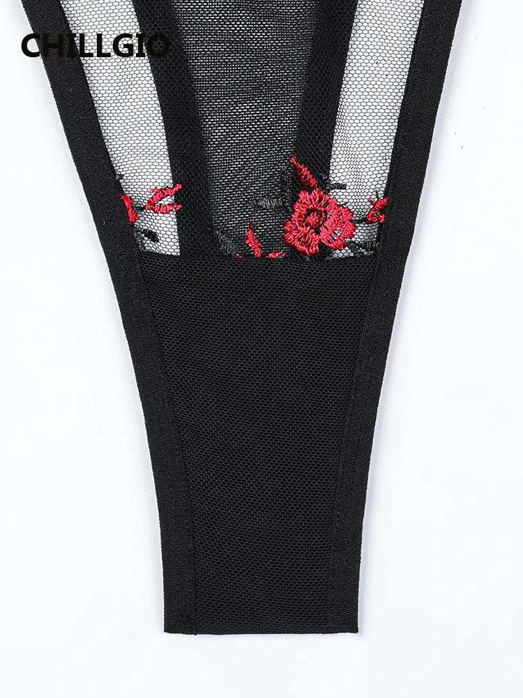 CHILLGIO Women Lingeries Sexy Hot Embroidery Bra Set Chic and Elegant Women's Ethical Underwear Bodycon Bras Panty Stockings Set