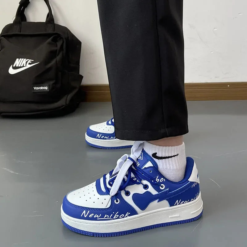 Women's Low-Top Breathable Trendy Shoes 2023 New Style Couple Casual Shoes PU Leather Rubber Bottom Comfortable Sneakers