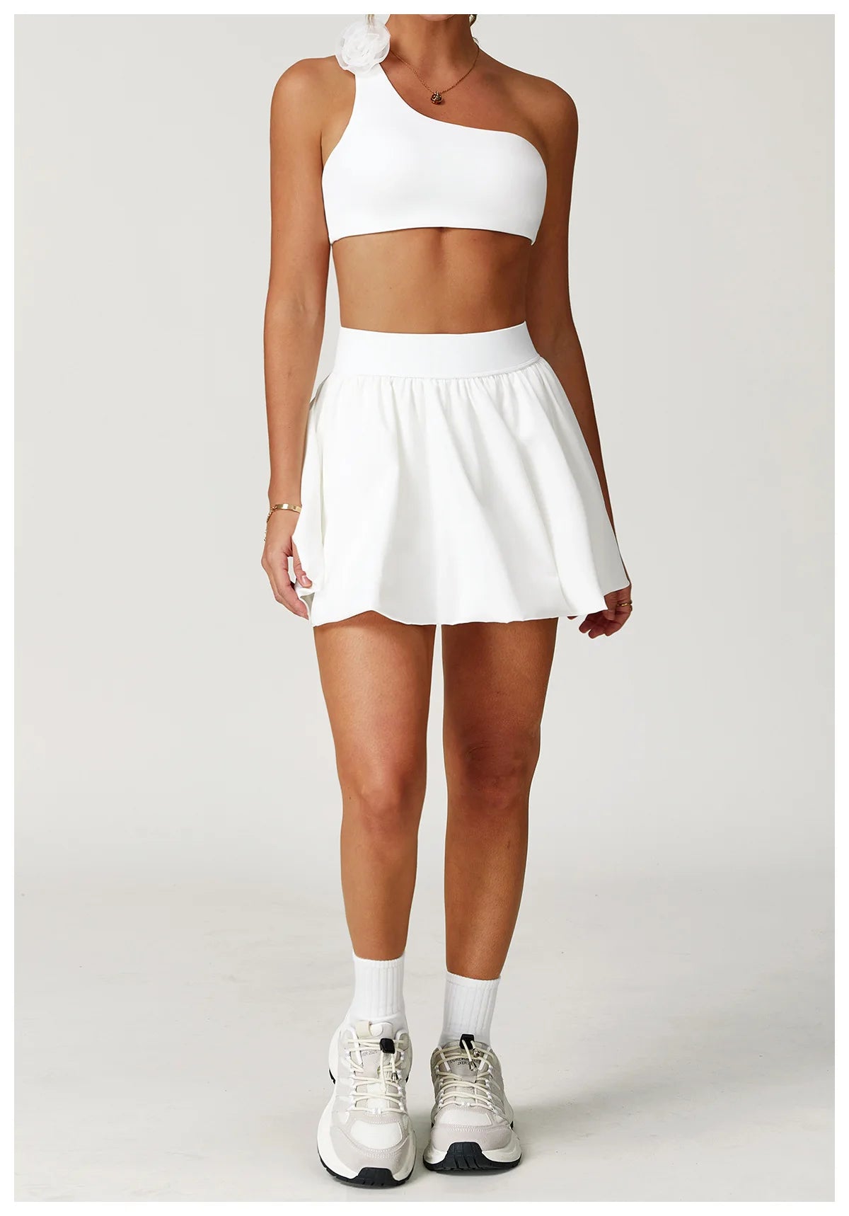 Quick Drying Tennis Short Skirt Women's Yoga Short Skirt Anti Glare Breathable Pocket Puffy Skirt Running Sports Short Skirt