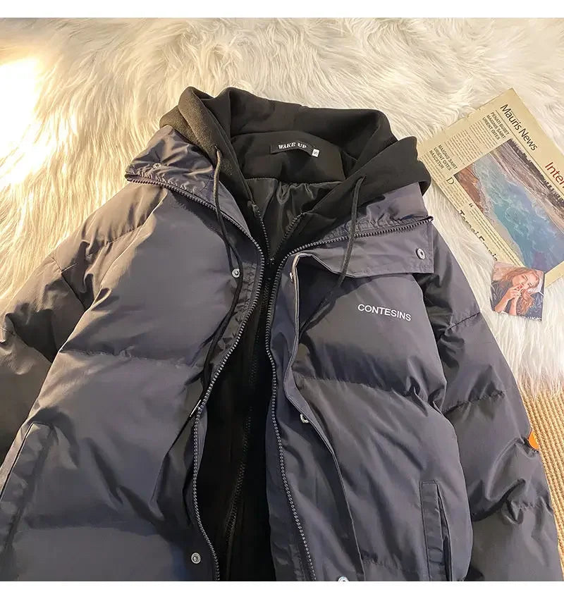 Y2K Multi-functional Fake Two Pocket Zipper Down Jacket Thick Coat Korean Version Winter New Winter Leisure Cotton Clothes Women