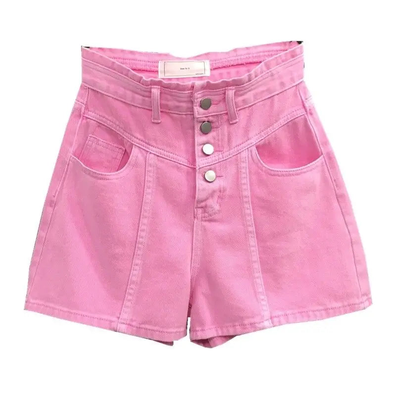 Pink Jean Shorts Women Clothing Streetwear High Waist Y2k Wide Leg Pants 2025 New Bottoms Fashion Casual Summer Y2k Denim Shorts