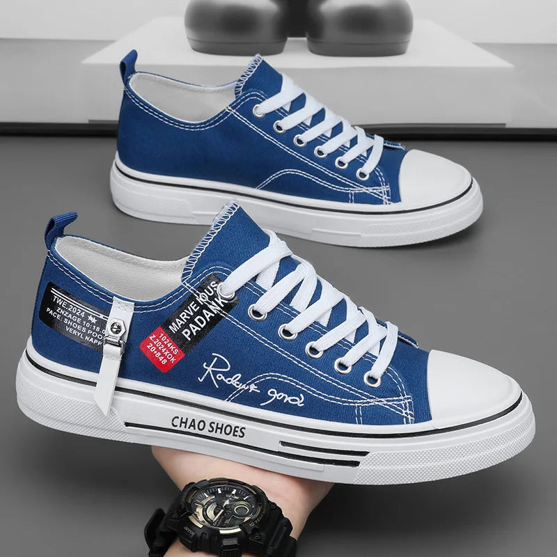 Casual Shoes Men's Canvas Shoes Male Sneakers Breathable Men Sports Shoes Black Cloth Shoe Trend Letter Men Shoe Low Cut Sneaker