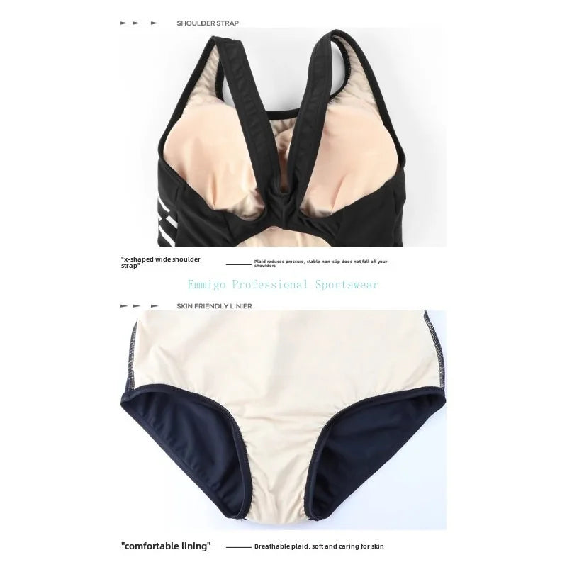 Women's 2025 New Professional Training Swimsuit Belly Covering And Slimming Yingfa One Piece Triangle Swimsuit With Padded