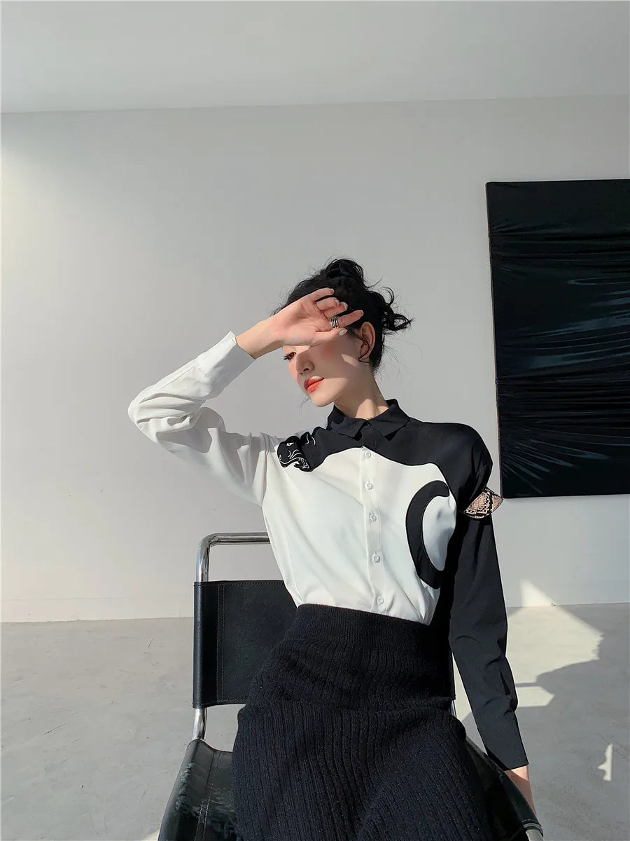 CHEERART Leopard Embroidered Long Sleeve Shirts And Blouses Women White Button Up Fall 2024 Designer Clothes Tops Fashion