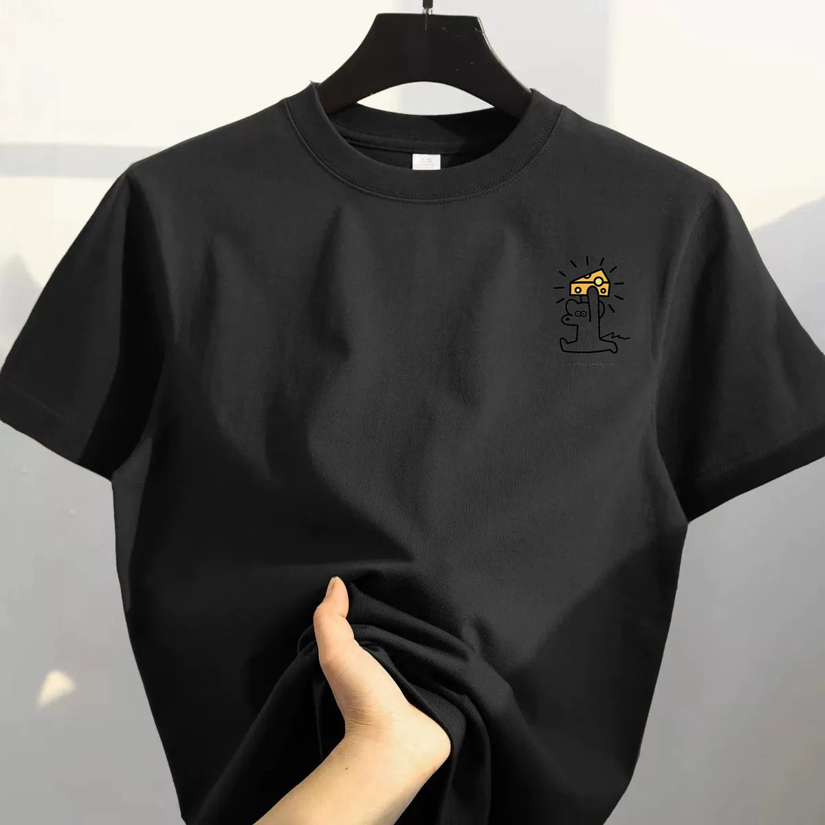 Pure Cotton ort Sve T-irt ex Outlet Store Heavyweight Sweat Absorbent Brand Tag Summer Faion Urban Sle round Ne