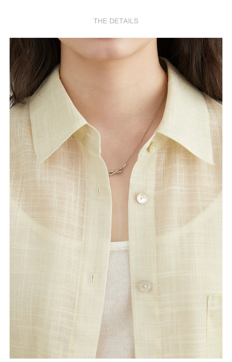 CHIC VEN New Women Shirt Retro Loose Casual Single Breasted Long Sleeve Back Slit Thin Transparent Female Blouses Summer 2025