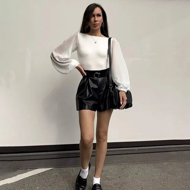 BornToGirl Sexy Bodysuit Women Black White Khaki Bodycon Long Sleeve One Pieces Mesh Bodysuits Jumpsuit Tops Body Suit Y2K