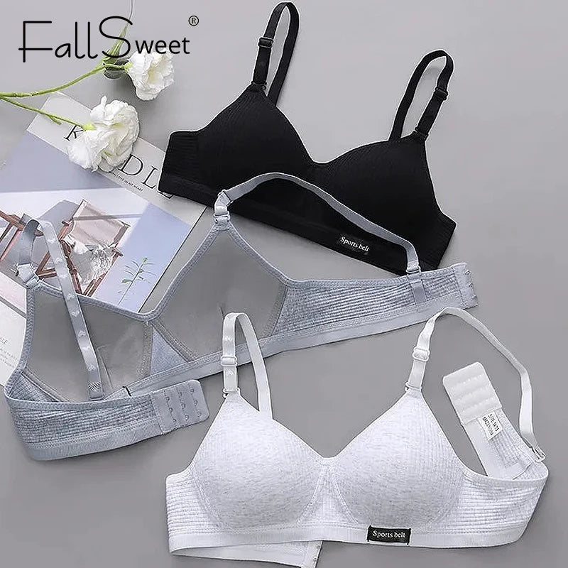 FallSweet Cotton Wireless Bra for Women Seamless Push Up Bras Comfortable V-Shaped Gathering Underwear AB Cup Intimate Lingerie