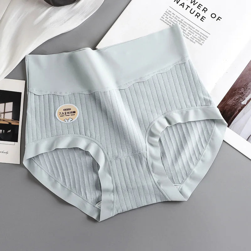 Supima Cotton Women's Underwear 7A Antibacterial Gusset High Waist Tummy Control Plus Size Breathable Infant-Safe Panties