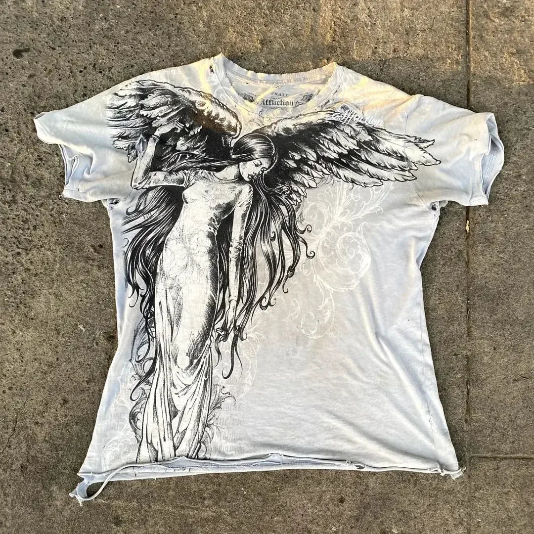 Oversized Loose Printed Cotton Heavy Duty Acid Wash T-Shirt Men's Rich New Trend Distressed Retro Custom Long Sleeve DTG T-Shirt