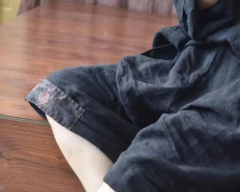 Women Retro Ethnic Style Patch Oversize Cotton Linen Short Pants Summer Female Casual High Waist Beach Shorts Pantalones Cortos