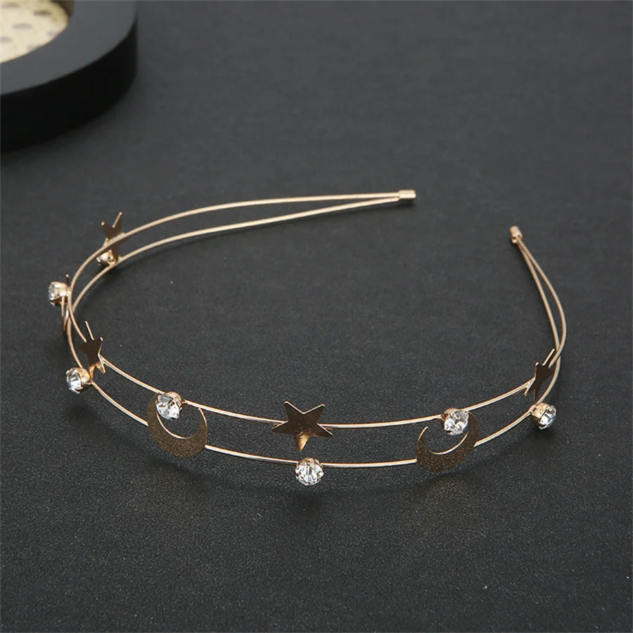 New style stylish personalized multi-layer metal star moon crystal headband ladies bride bridesmaid girls jewelry headdress gift