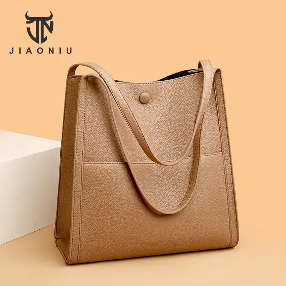Fashion Soft Leather Handbags for Women Vintage Shoulder Tote Bag Luxury Designer Ladies Large Capacity Purse Bags Sac A Main