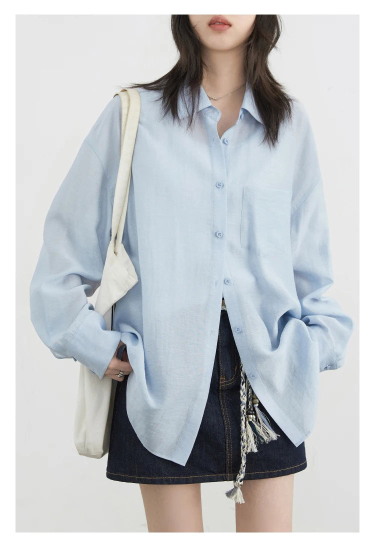 CHIC VEN Women Long Sleeve Shirts Solid Loose Casual New Style Design Back Hollow Out Shirt Female Blouse Spring Summer 2025