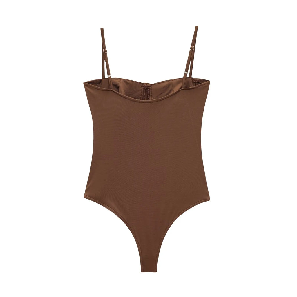 Zevity 2025 Women Sexy Spaghetti Strap Inner Style Beach Wear Bodysuits Ladies Soft Slim Swimsuit Playsuits Mujer Rompers LS9043