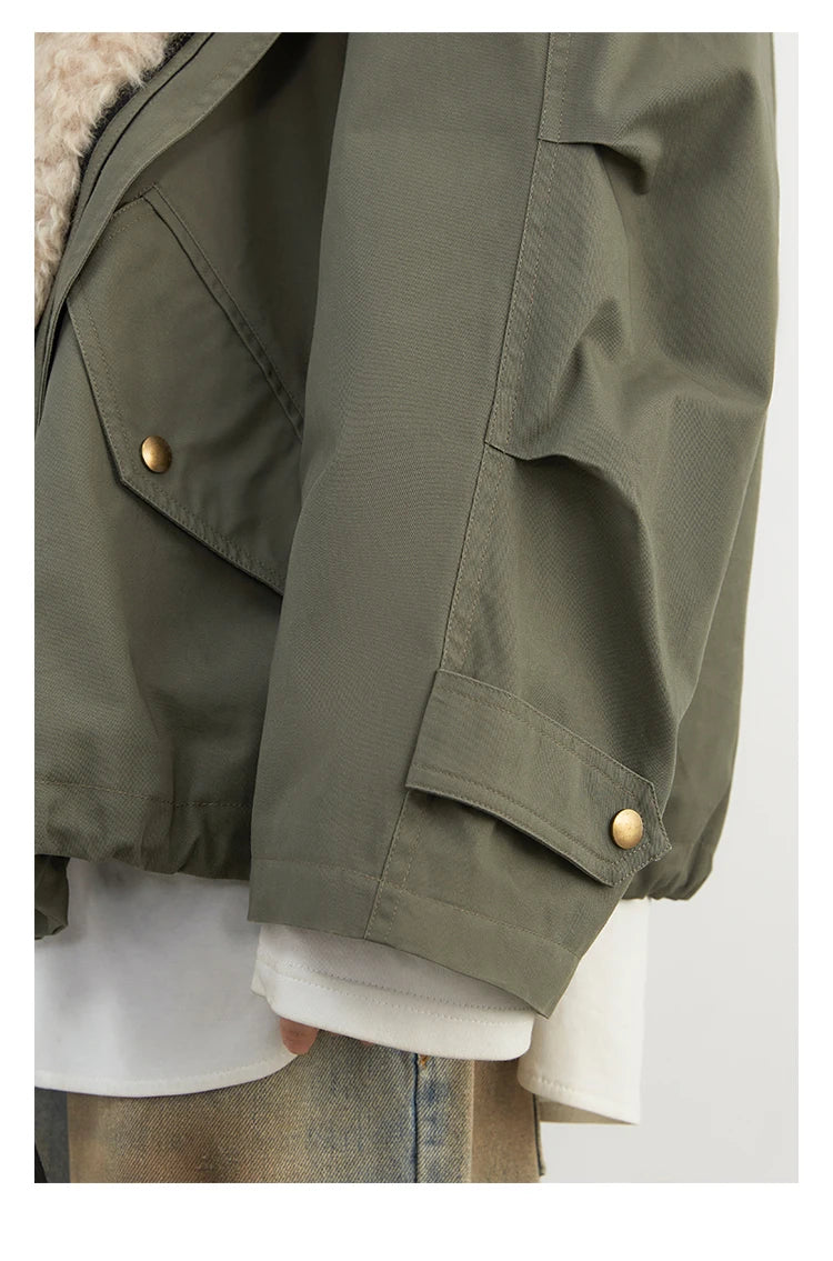 CHIC VEN Women Coats Streetwear Loose Casual New Retro Motorcycle Cotton Jacket Thick Warm Female Overcoat Autumn Winter 2024