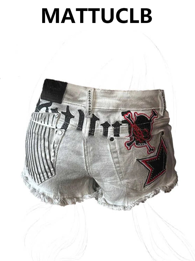 Summer Women Goblin Core Abi Y2k Gyaru Denim Shorts Japanese Harajuku Jean Hot Pants Grunge Kpop Cyber Punk Dark Academia New