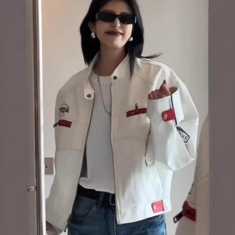 American Style Vintage Autumn Motorcycle Leather Jacket Women's Casual Trendy Brand High Street Men's Jacket