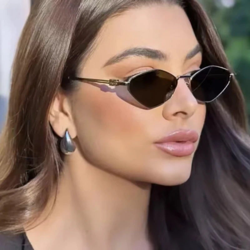 Women Metal Sunglasses Men 2025 Brand Fashion Vintage Hexagonal Ladies Sun Glasses Shades Unique Metal Frame Punk Eyewea