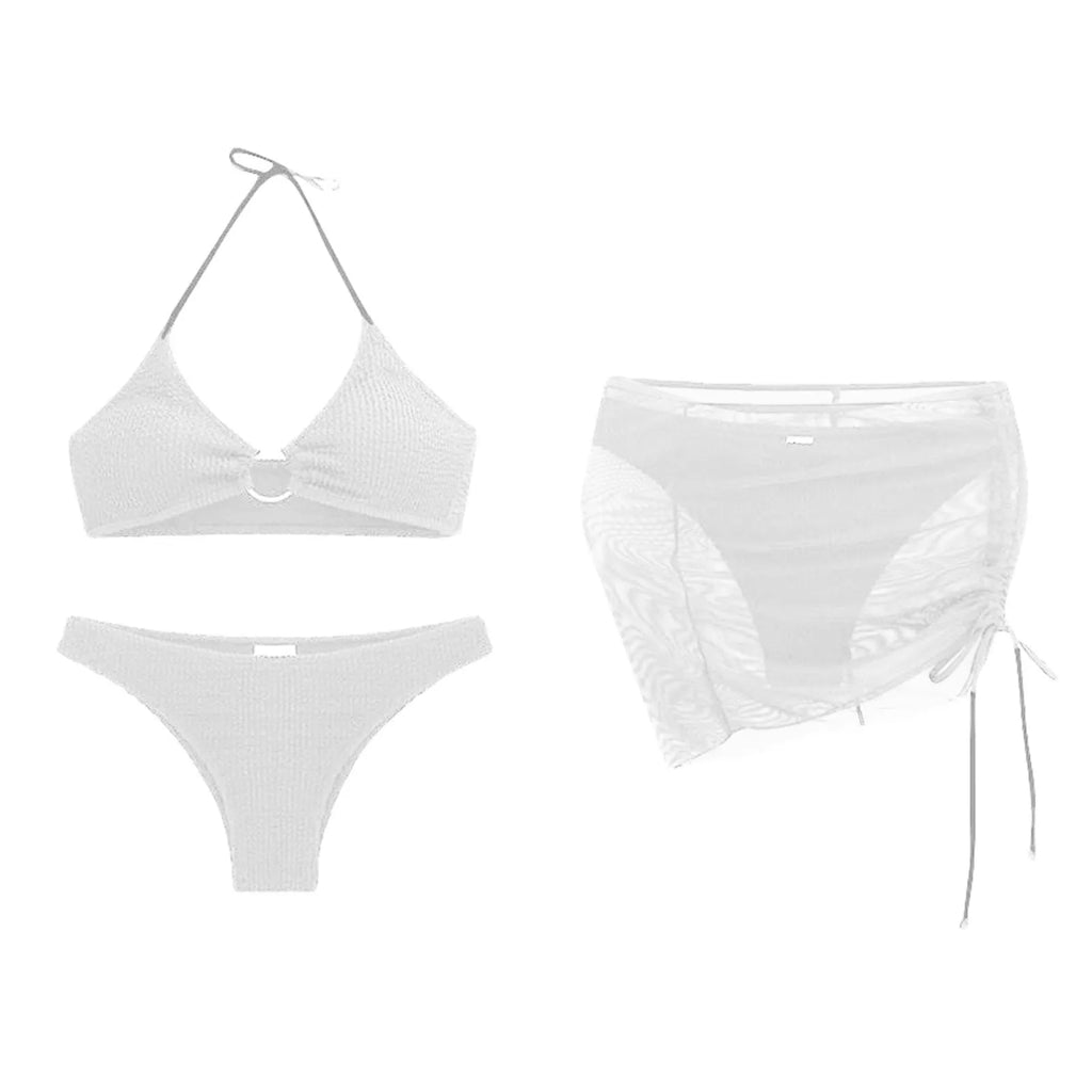 Women'S Summer Beach Swimwear Bikini Cover Up Four Piece Sexy Mesh Cover Up Three Pointed Bikini Swimsuit Fashion Beachwear