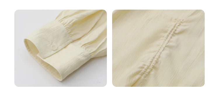 CHIC VEN Women Loose Lace Up Shirt Solid New Korean V-neck Pleated Raglan Long Sleeved Blouses Female Tops Spring Summer 2025