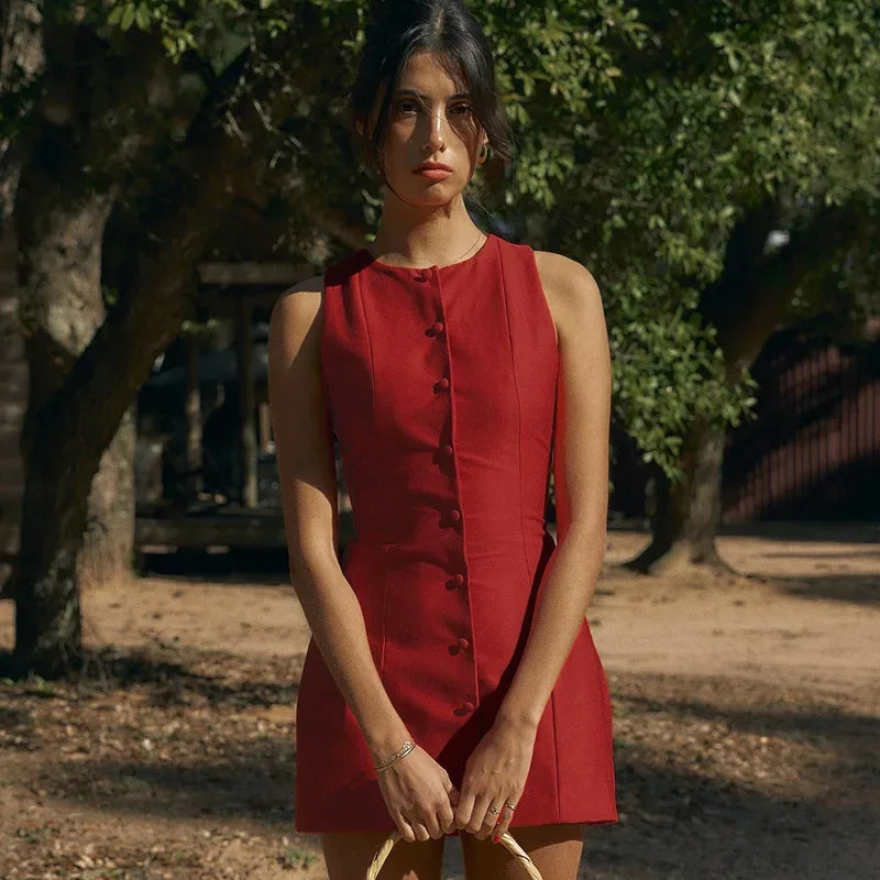 Yj24078 Cross-border Spring 2024 New Slims Smooths Your Silhouette Sleeveless Mini Dress European American Style Elegant Vest