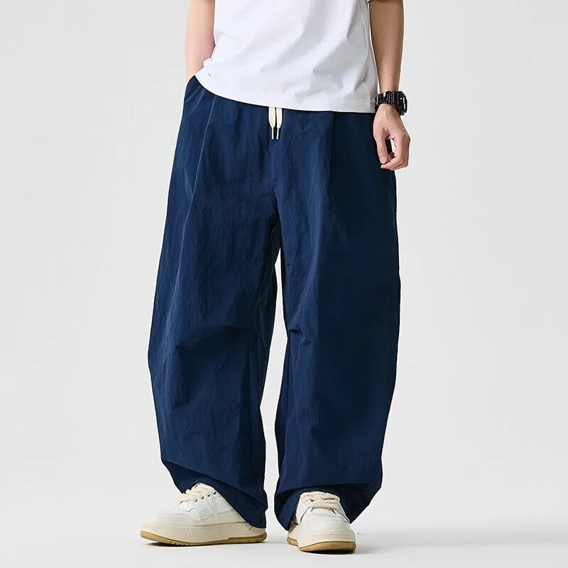 Wide Leg Pants Men and Women 2025 New Light Thin Solid Casual Harun Pants Elastic Waist Loose Oversize Fashion Trendy Streetwear