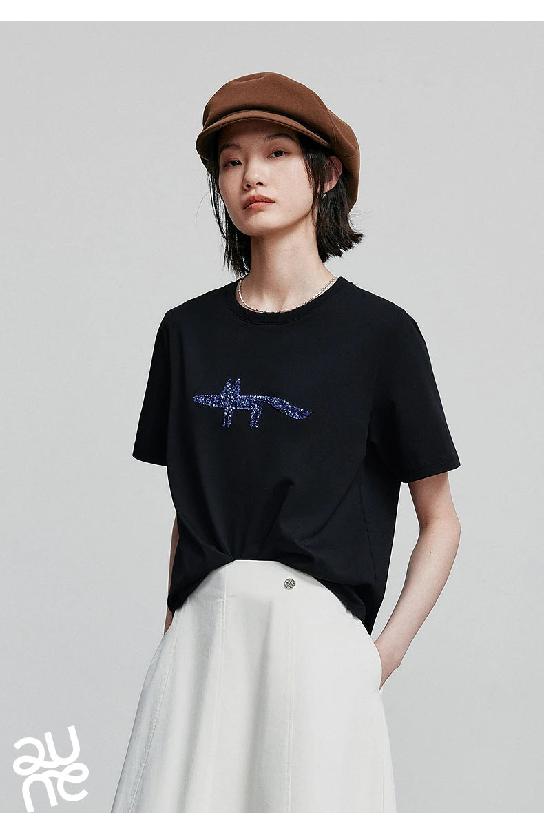 TOYOUTH Women Short Sleeve T shirt 2025 Spring New Tops 8521035