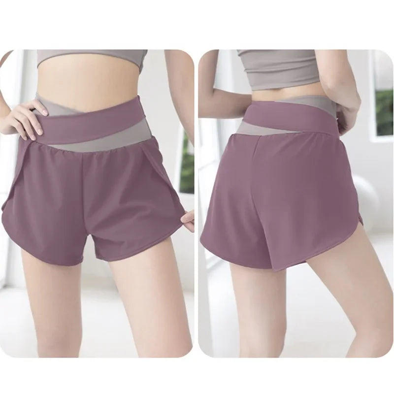 High Waist Workout Skorts for Women - Quick Dry Breathable Yoga Skirt Shorts, Anti-Ride Running Fitness Wear with Inner Liner"