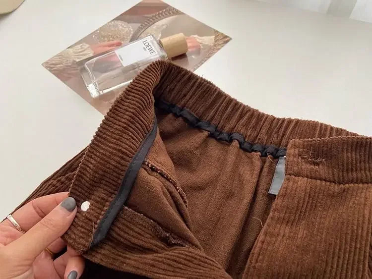 Vintage High Waist Corduroy Pants Women Spring Fall Straight Causal Full Length Trousers Korean Fashion Baggy All Match Pant New