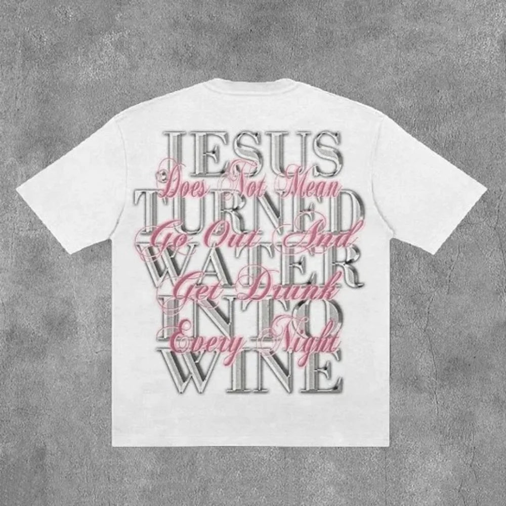 Y2K Trendy Fashion T Shirt Tops Harajuku Goth Character Graphic Print Oversized T Shirt Cotton Short Sleeves Streetwear Clothing