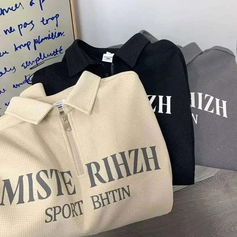 American Style Vintage Polo Shirt For Men Sleeves Business Fashion Trendy Brand Ins Trendy Fluid Shirt Half Sleeve Summer Wear