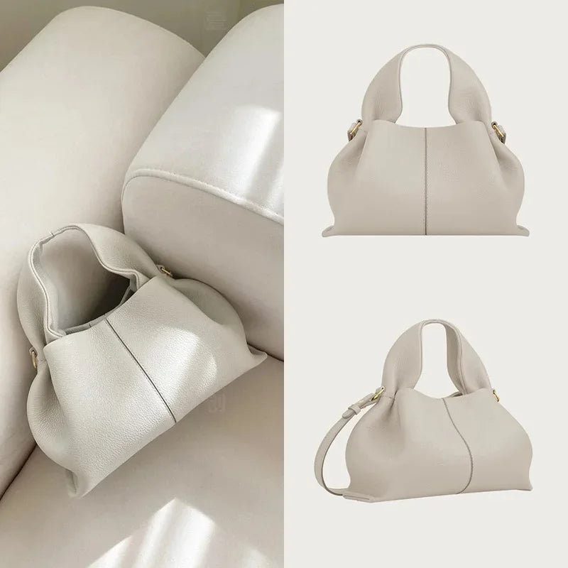 Cloud Dumpling Soft Leather Shoulder Crossbody Bag Unique Design Handbag Popular Fashion Small Niche Design Crossbody Bag