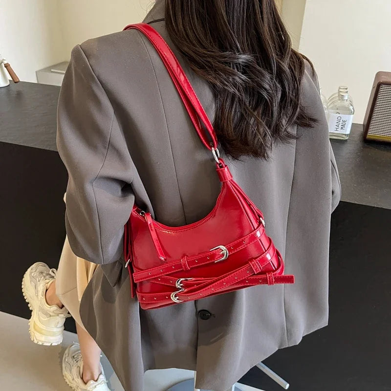 Fashion Sewing Thread Shoulder Bags Solid Soft 2024 Hot Sale Bags for Women Interior Compartment Zipper Pu Women's Handbags